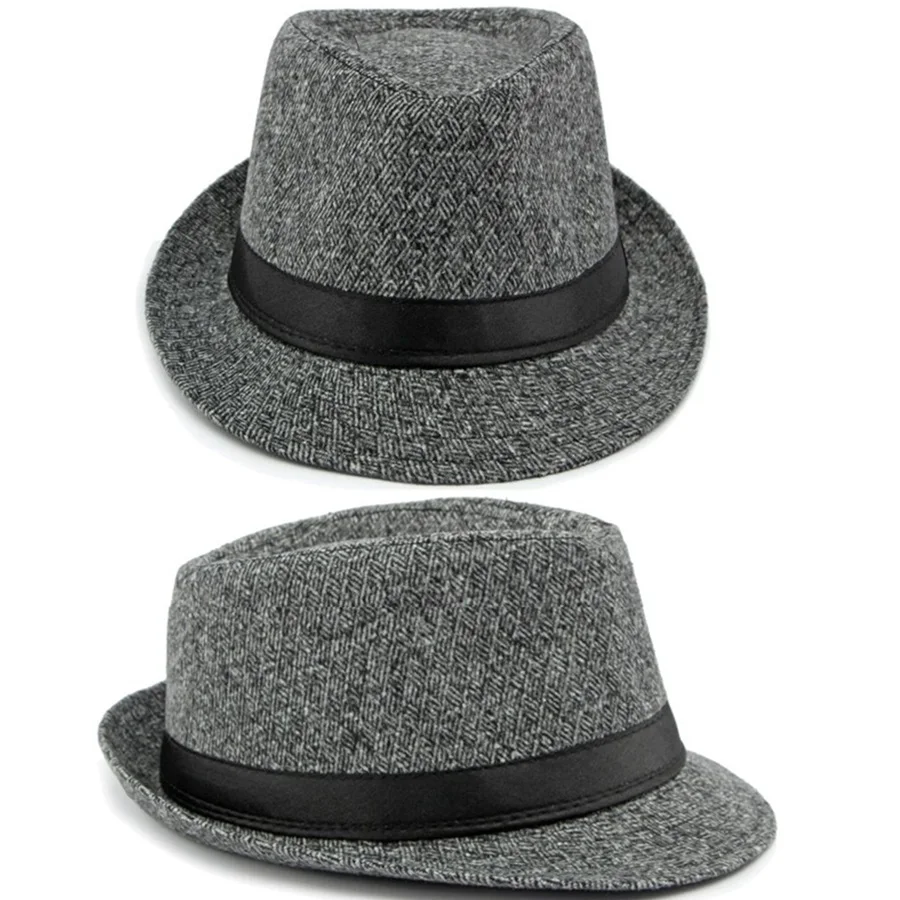 Wool Felt Fedoras Fall Winter Middle-aged and Elderly Hats Men's British Jazz Hats Gentlemen's Hats Top Hat Geometric Party Cap