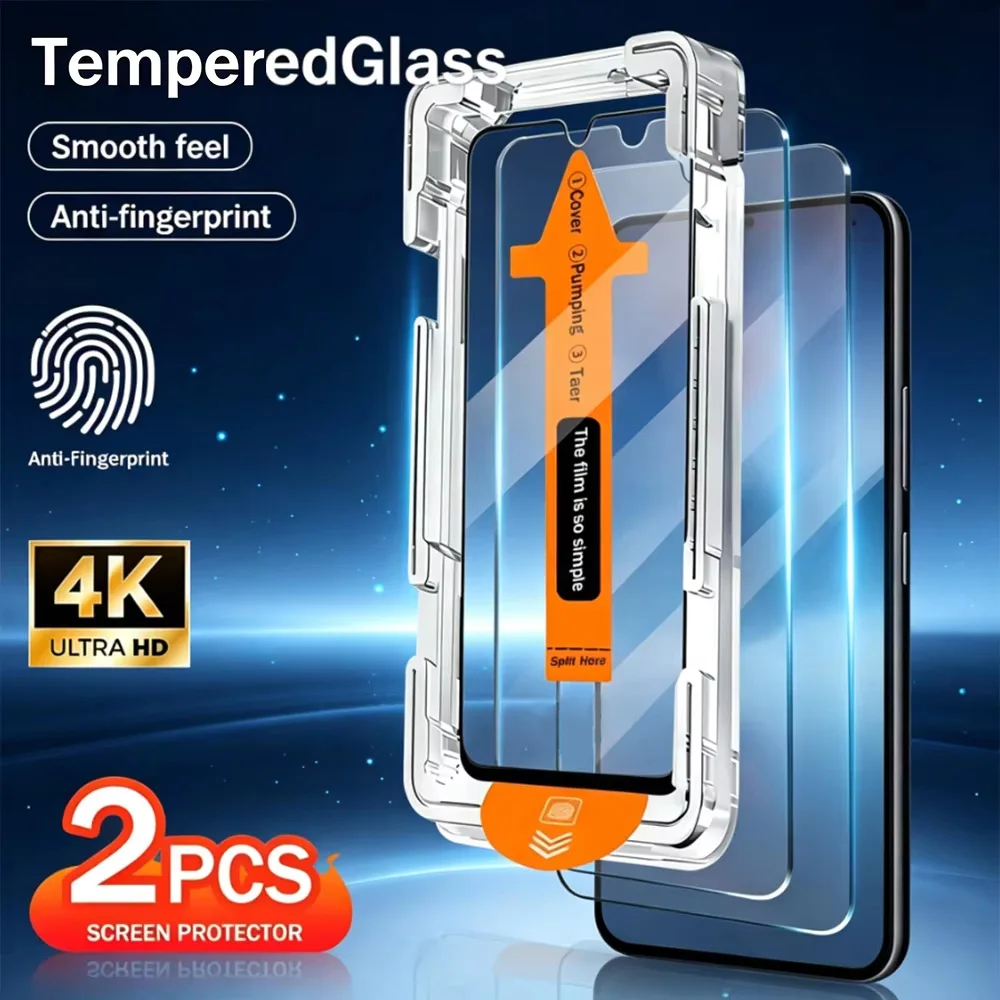 1-2Pcs Auto Install HD Full Screen Protector Glass For Samsung Galaxy A57 A56 A55 A54 A53 A52S A37 A27 A17 A07 A36 A35 A26 A16