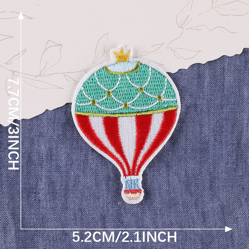 Cartoon Colorful Hot Air Balloon Embroidery Iron On Patches For Children\'s Clothing Accessories Cute Back Glue Patchs For DIY