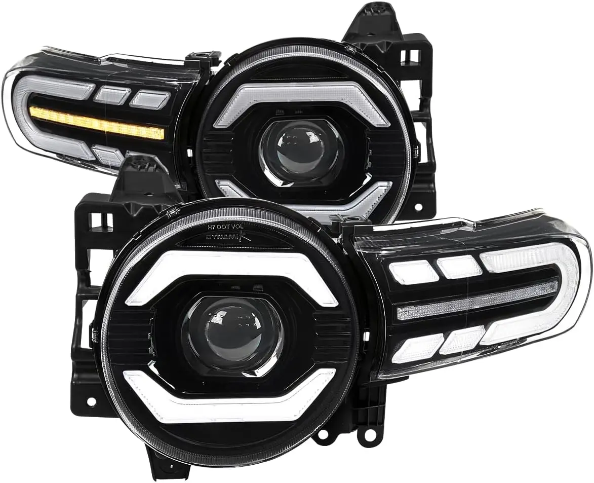 

Черные фары проектора со светодиодными последовательными указателями поворота и анимацией запуска, совместимые с Toyota FJ Cruiser 2007-2014 гг., левый