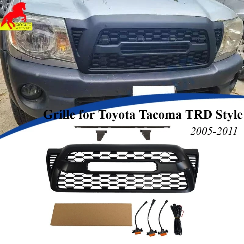

Решетка переднего бампера для Toyota Tacoma TRD 2005-2011 гг., гриль из АБС-пластика, черная сетка, гоночные грили, автомобильные аксессуары, Стайлинг, прямая посадка