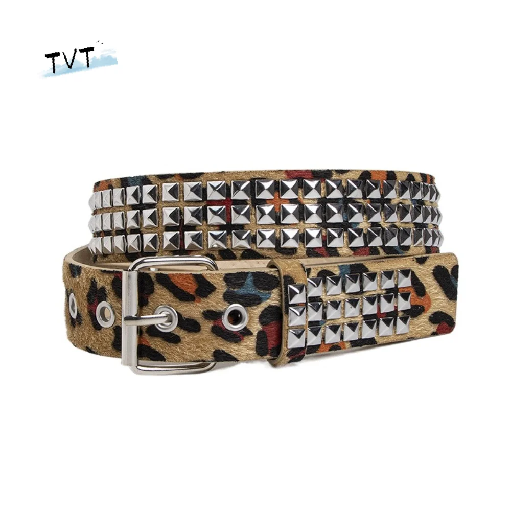 

Simple Buckle Punk Rivet Belt Fur Decorative Gothic Waistband General Metal Y2K Belt Rock