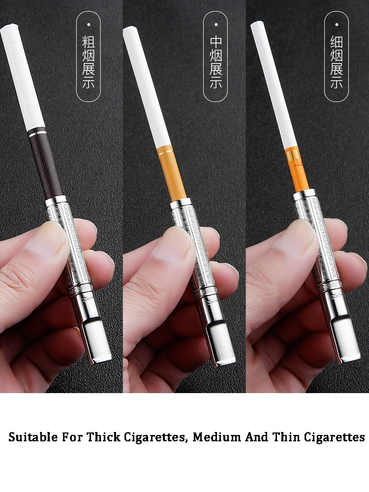 Zobo Cigarette Holder Mouth Filter 316L Stainless Washable Circular Thick Medium Slim Smoking Accessory luxurious Diamond decor