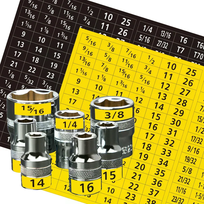 Tool Classification Stickers 180Pcs/set Master Socket Quick & Easy Reminder Label Stickers Chrome Decal Tags For Socket Tools