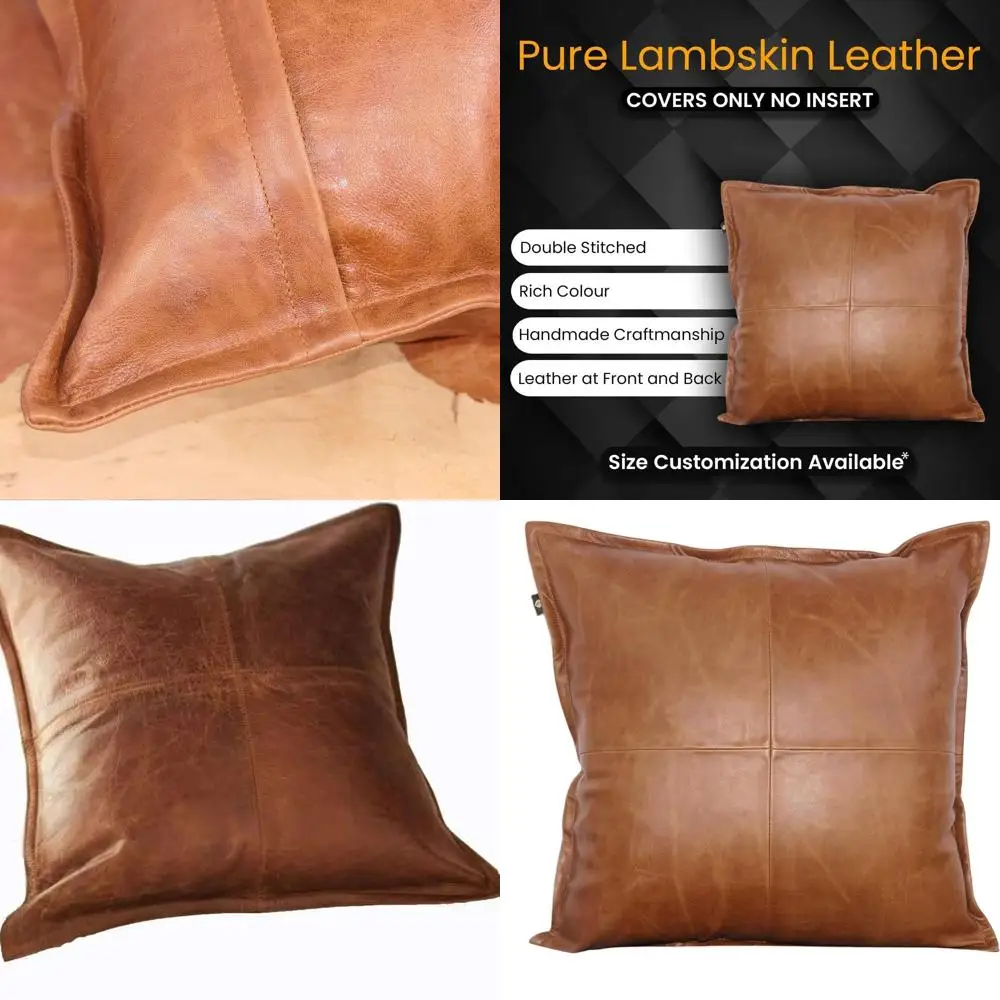 Funda de almohada de piel de cordero marrón antigua, 18.0 x 18.0 in, funda decorativa para cojín de sofá para sala de estar y dormitorio