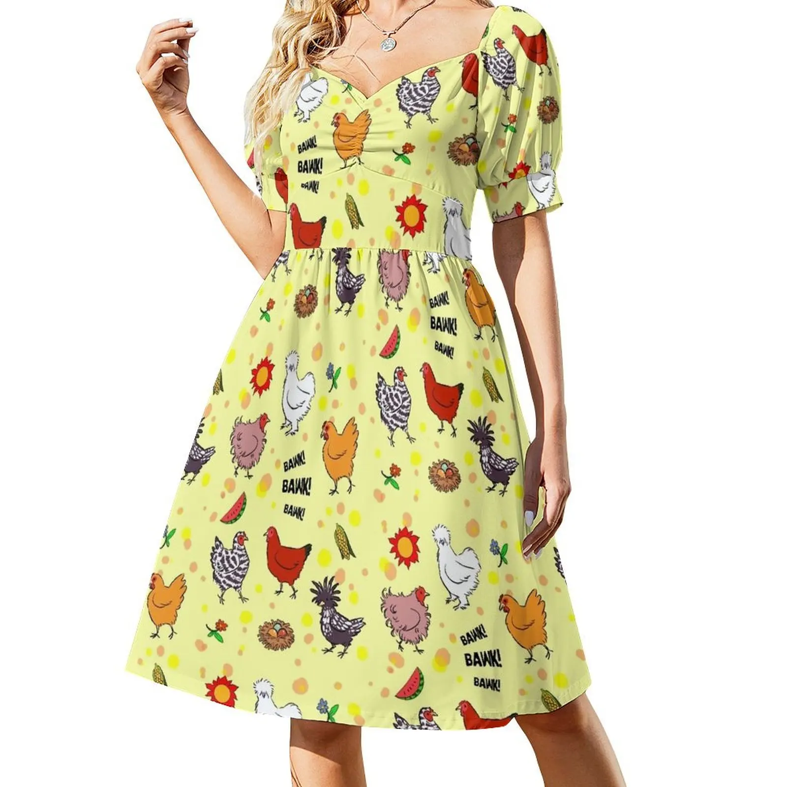 Cute seamless chickens pattern cartoon Short Sleeved Dress dresses for prom women's summer dresses 2025 Dress