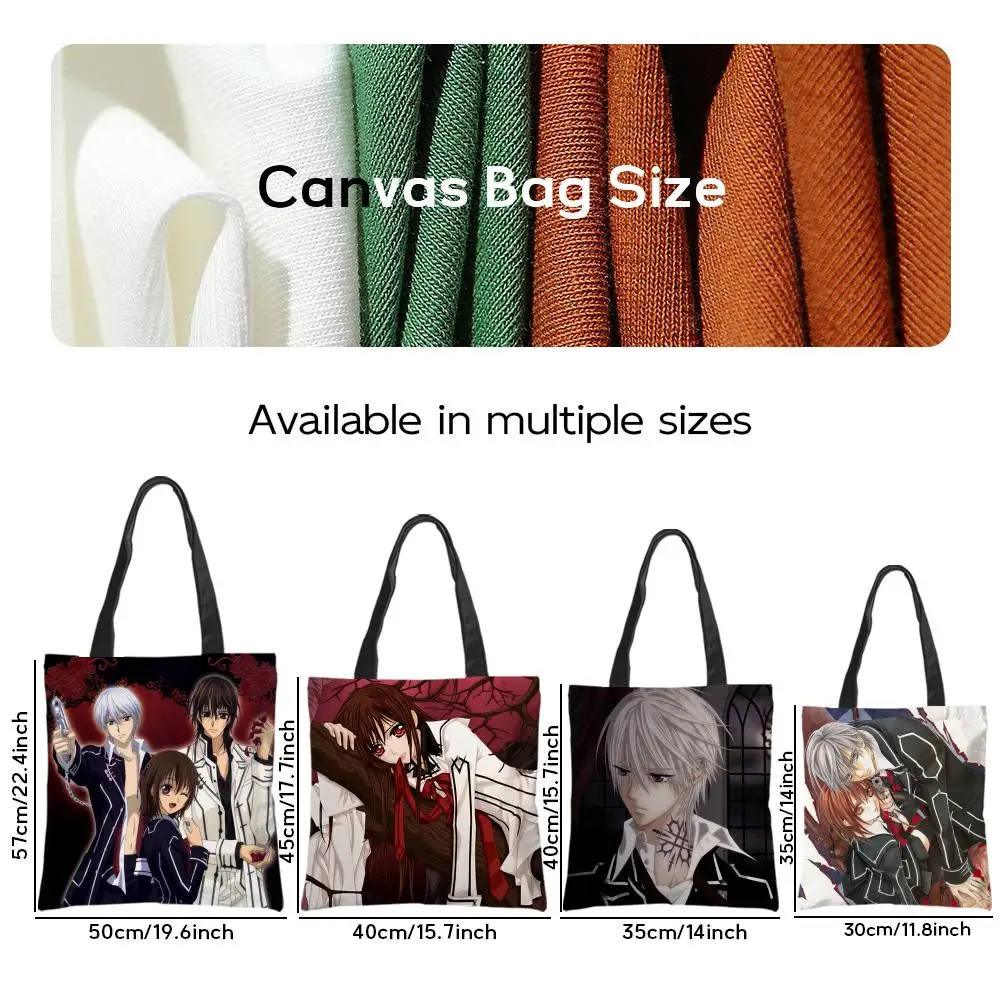 Storage Bags Casual Portable Shoulder Bag Lightweight Shopping Bag Reusable Linen Bag Classic Comic Cartoon V-Vampire Knight