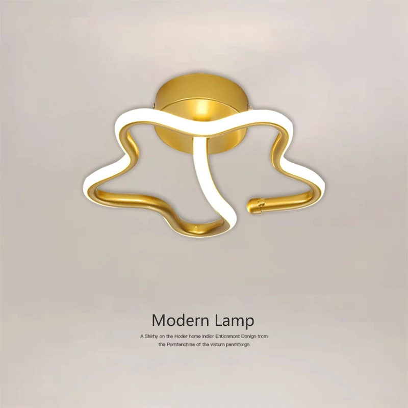 

Modern LED Ceiling Light Pentagram Four Leaf Flower Plating Gold Lamp Living Room Bedroom Aisle Hallway Indoor Decor Lighting