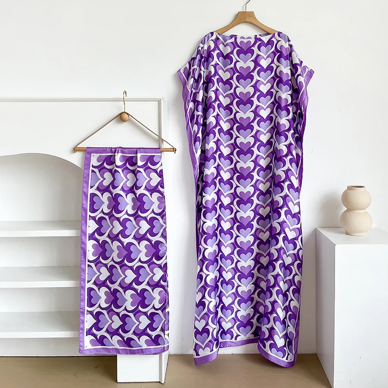 Summer Women's Satin Silk Sunscreen Robe Oversize African Dashiki Dubai Style Beachwear Fashionable Abaya Clothing view 3