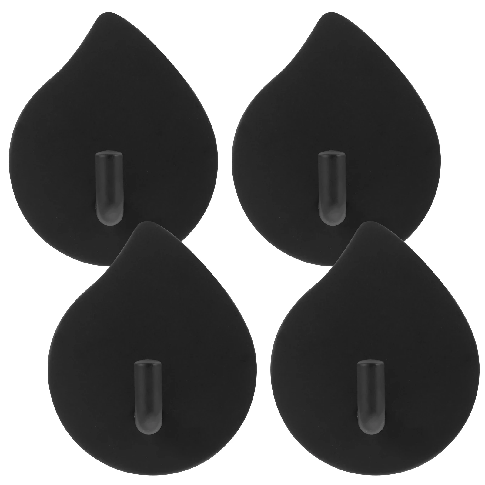 

4pcs Stainless Steel Wall Hooks Heavy Duty Adhesive Bath Hangers Waterproof No Drill Black Smooth Compatible Kitchen Bathroom