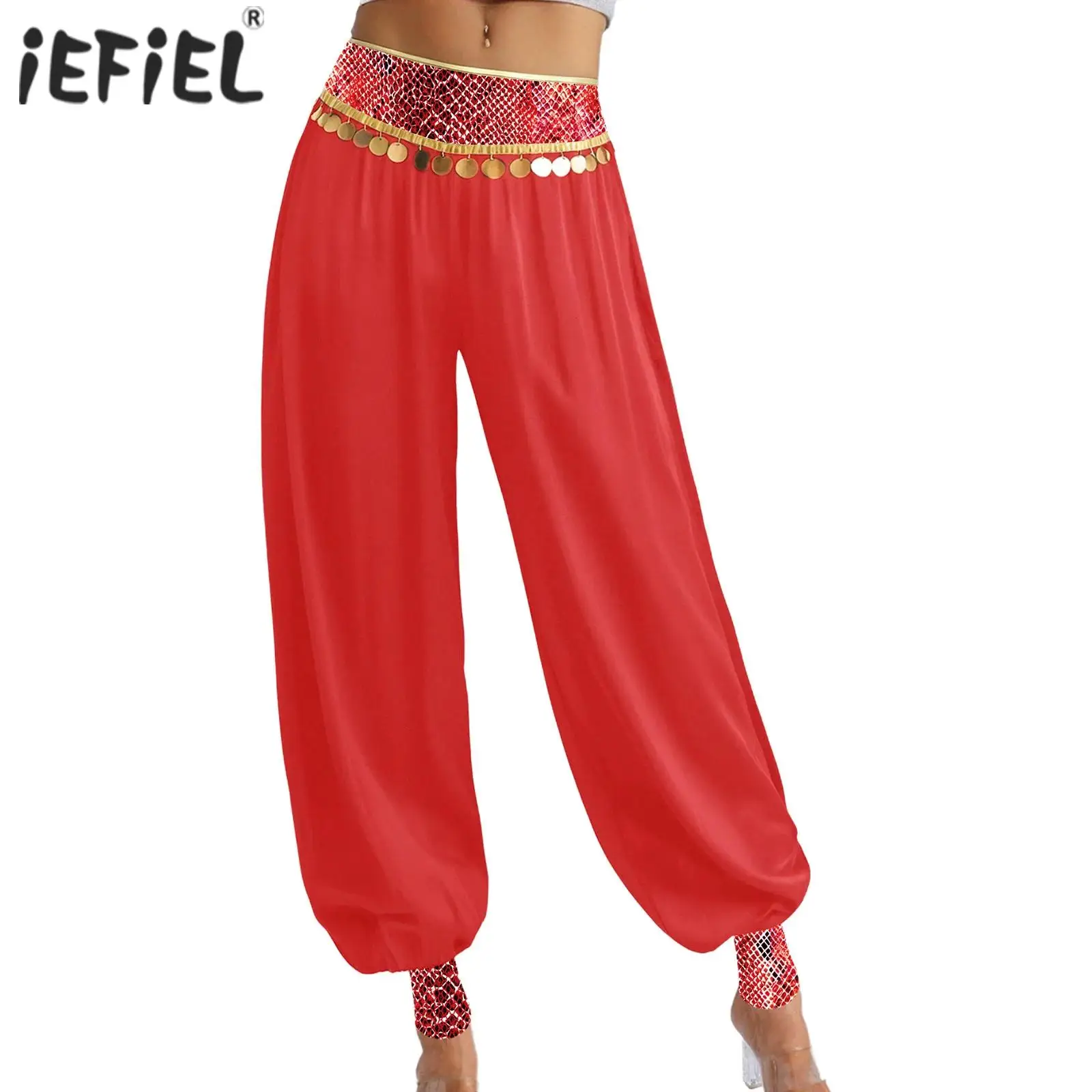 여자 인도 요정 밸리 댄스 카니발 벨리 우드 의상 아라비안 공주 블루머 스플 라이스 스팽글 프린지 하렘 바지 바지