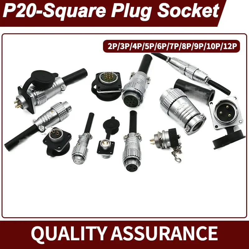 

High-Quality P20 K Q Series Square Male Plug and Female Socket Connectors: 2-12Pin, 20mm Diameter, with Screw Fixing