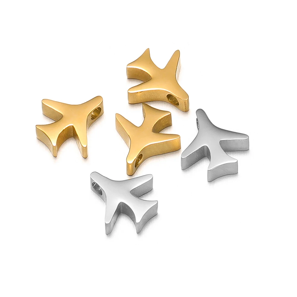 Semitree 5 個 10 ミリメートルステンレス鋼航空機チャームdiyのジュエリーメイキングのためネックレスペンダントブレスレットビーズアクセサリー用品