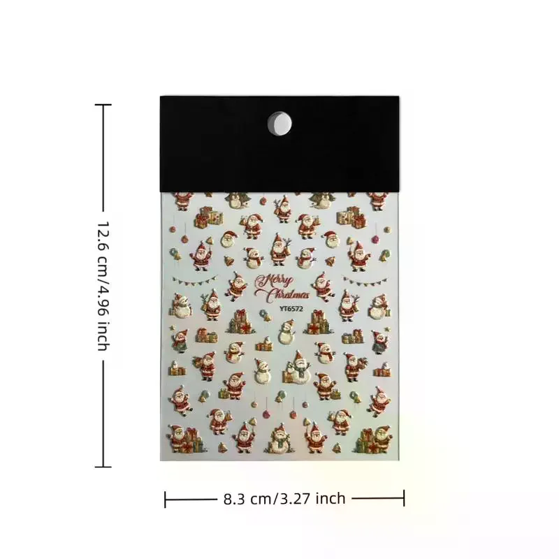สติกเกอร์ติดเล็บลายคริสต์มาส ลายเกล็ดหิมะนูน 3 มิติ ต้นคริสต์มาส ซานตาคลอส กวางเรนเดียร์ มนุษย์หิมะ การ์ตูน สติกเกอร์ติดเล็บตกแต่งเล็บ