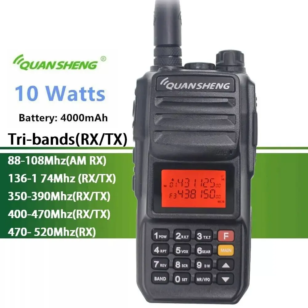 

QuanSheng TG-UV2Plus 10W Walkie-Talkie Long Range Talkie Walkie VHF 136-174MHz / UHF 400-470MHz / Police350-390MHz Dual Band