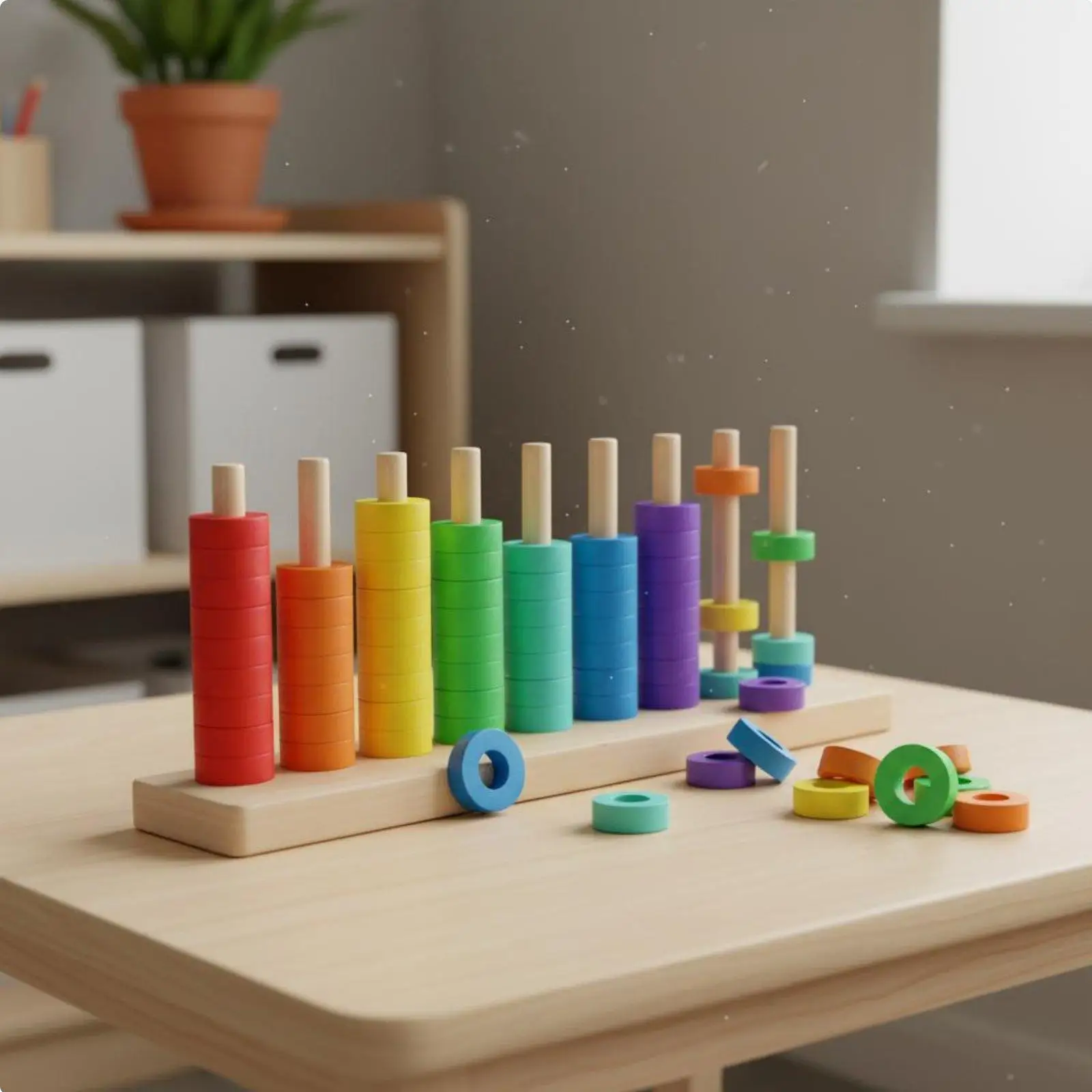Arithmetic Learning Frame Wooden Toys for Children Shapes Stacking and Matching Educational Learning Kids Toy for Home Classroom