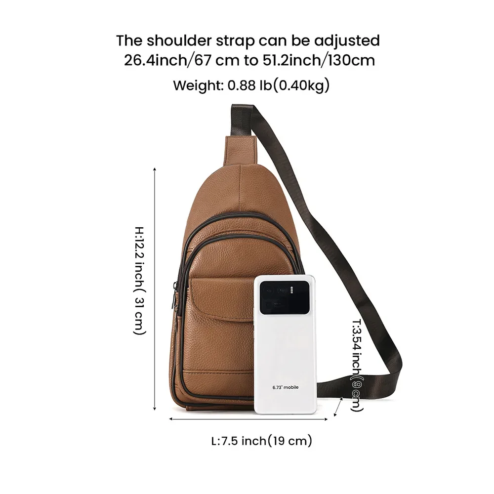 Bolsa de couro genuíno de grande capacidade para homens, bolsa de ombro crossbody bolsos multifuncionais, bolsa de couro de grão superior