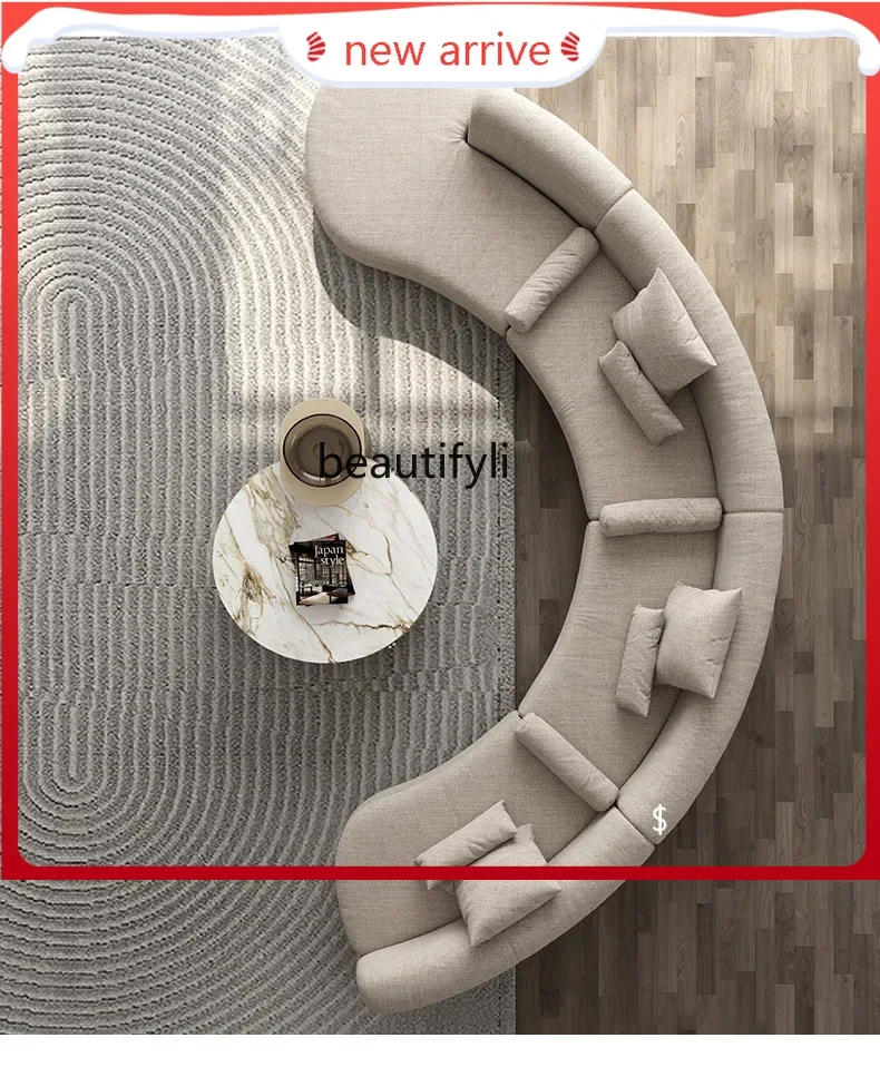 S132 Italian minimalist cotton and linen fabric sofa combination designer L-shaped corner sofa