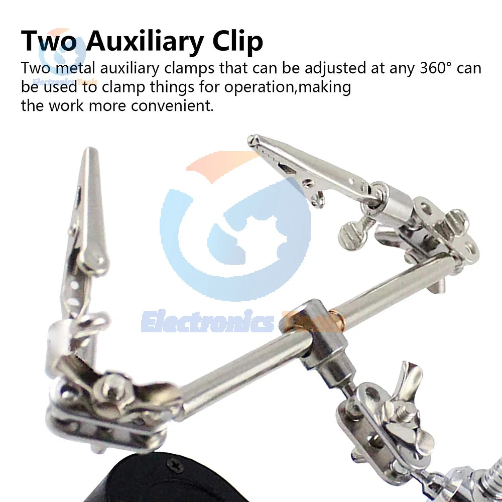 محطة لحام الحديد المحمولة LED عدسة مكبرة سبيكة لحام حامل محطة إعادة العمل سطح المكتب المكبر أداة إصلاح لحام