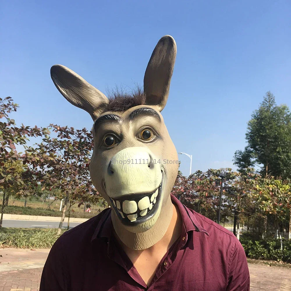 Halloween Creepy Funny Latex Donkey Horse Head Adult Animal Mask Cosplay Zoo Props Party Festival Costumes Mask Christmas Props 5