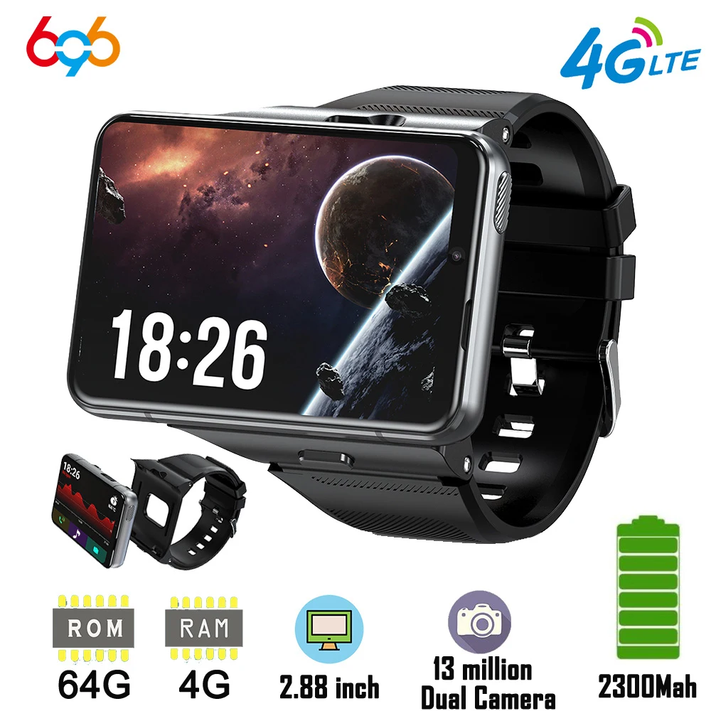 4G LTE Smart Watch Phone 2,88 cala 480*640 Ekran Odłączany zegarek Telefon RAM 4GB ROM 64GB 13MP Aparat 2300mah Bateria Smartwatch