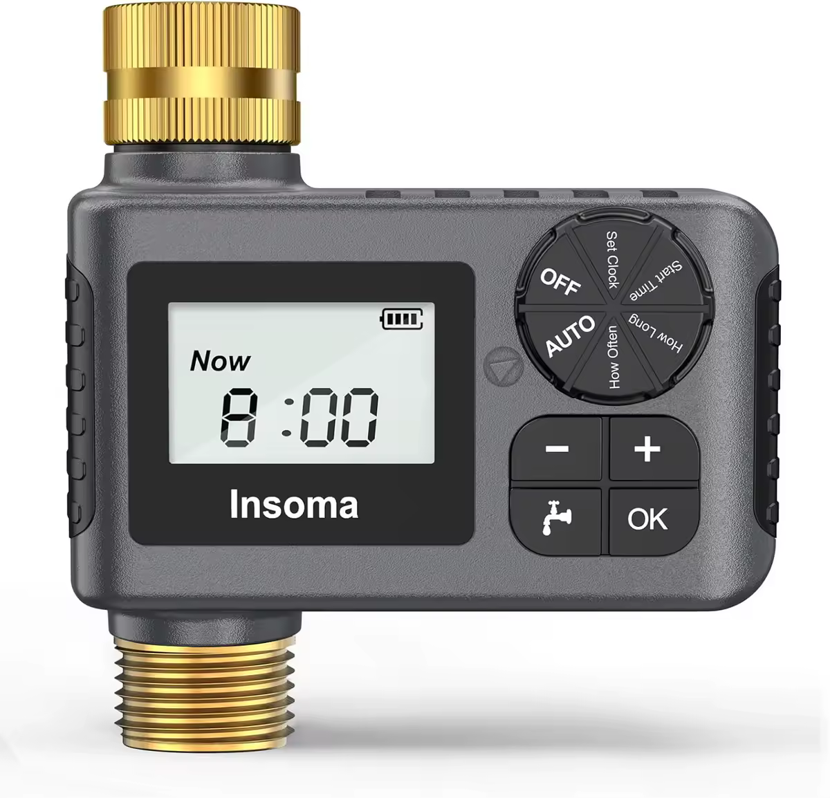 INSOMA Automatic Watering System Smart Garden Irrigation Water Timer with Brass Swivel for Hose Fuacet Outdoor Garden IPX5