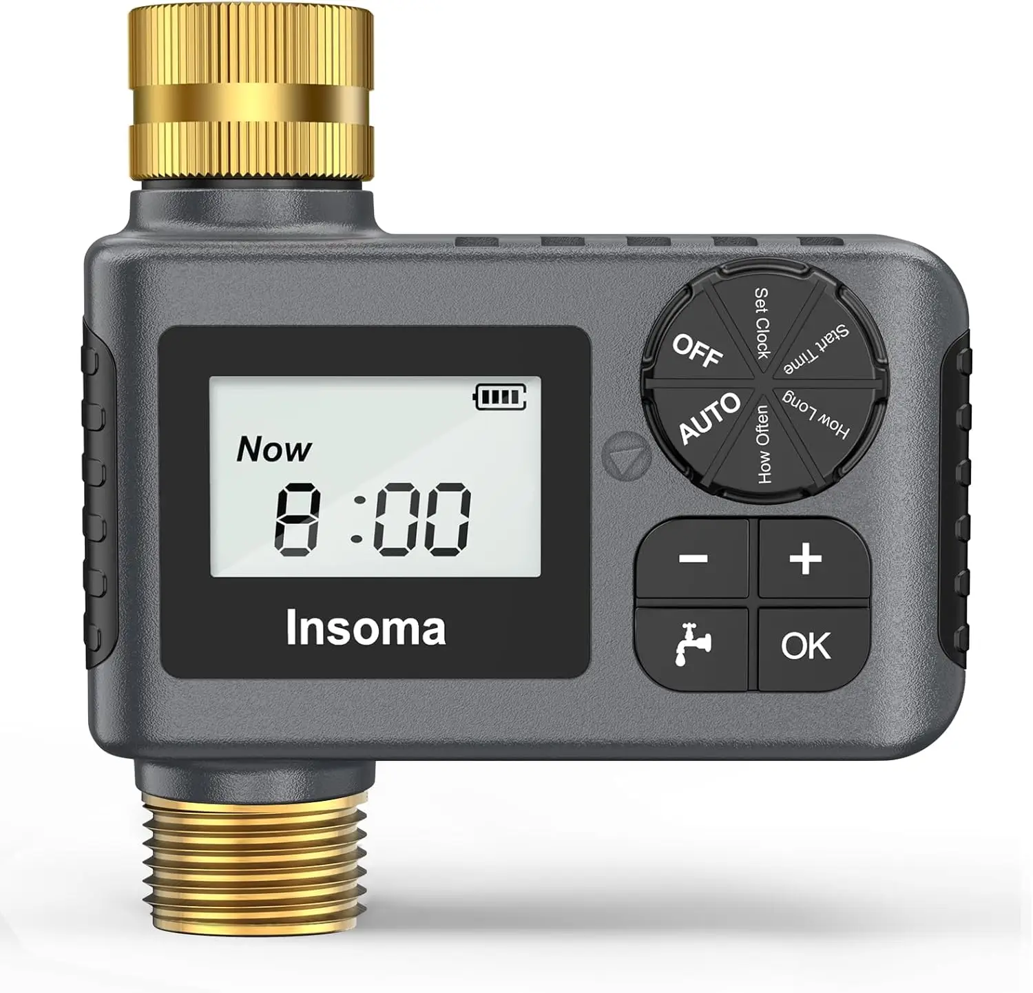 INSOMA Automatic Watering System Smart Garden Irrigation Water Timer with Brass Swivel for Hose Fuacet Outdoor Garden IPX5