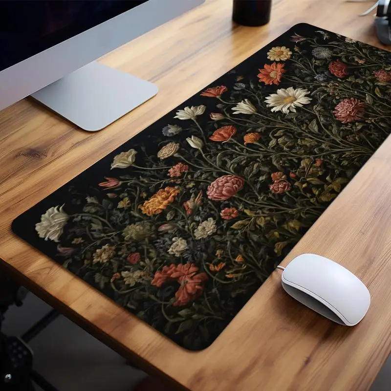 

Vintage Floral Gaming Mouse Pad, Non-Slip Rubber Base, Single Pack Rectangular Desk Pad Office Accessory