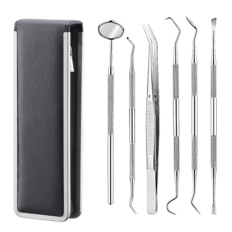 4/5/6 Pcs Stainless Steel Dental Dentist Prepared Tool Set Instruments Tweezer Hoe Sickle Scaler Mirror Tartar