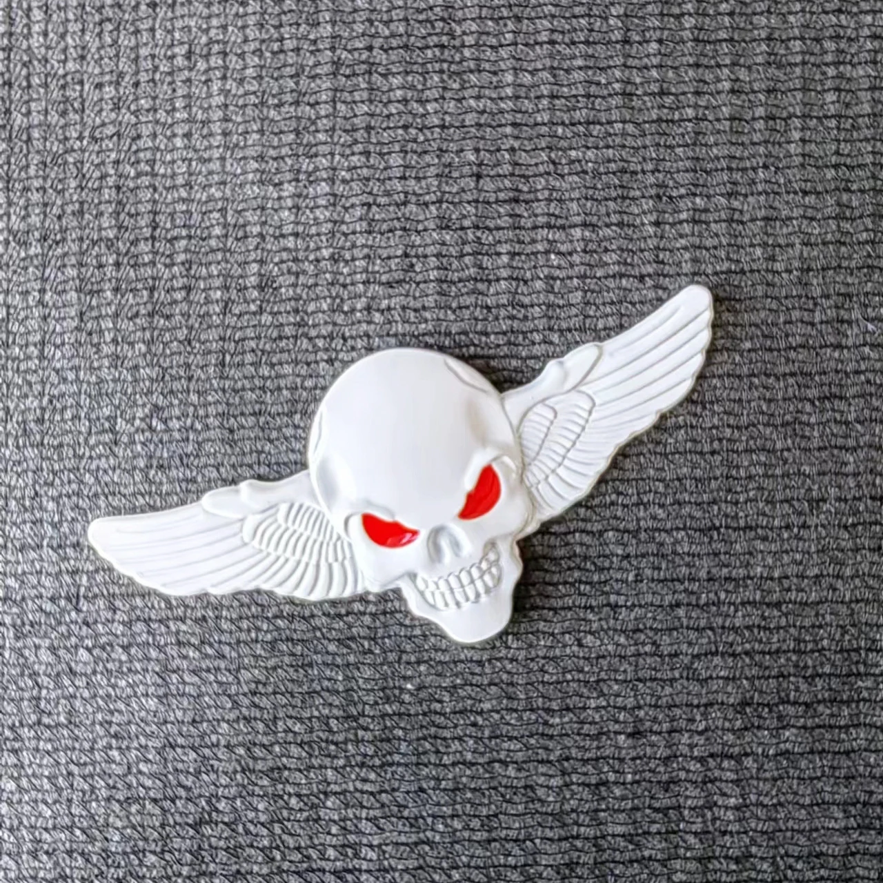 Skull with Wings Metal Decal for Motorcycle - Universal Fit Front/Tank/Rear Spoiler - Cool Rider Decor Sticker