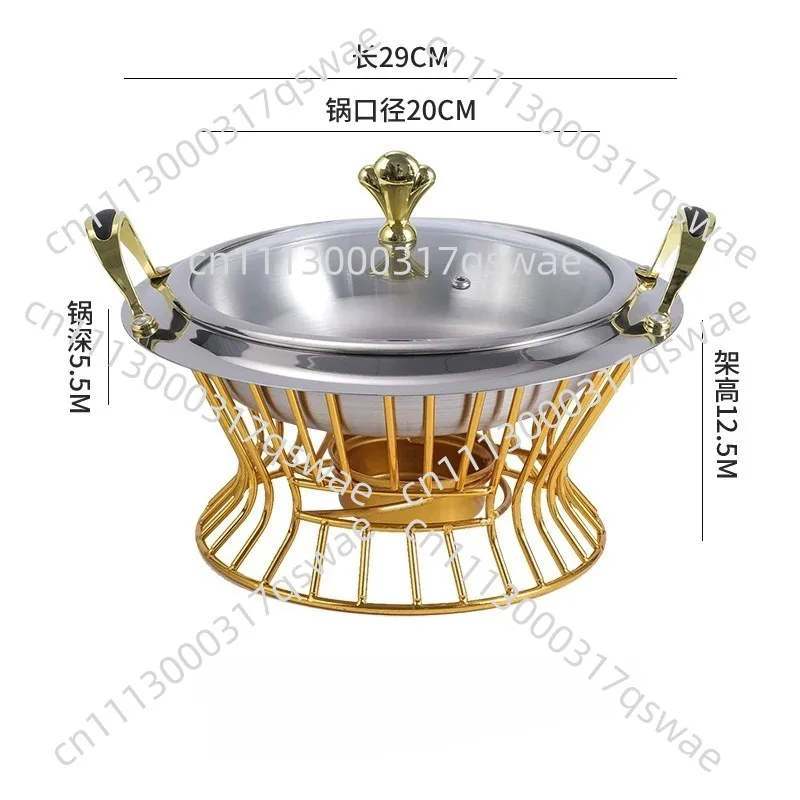 Stainless steel hot pot set Mini hot pot pot holder Tempered glass cover