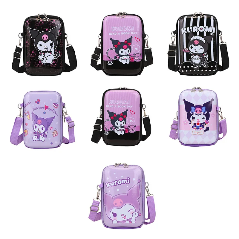 Original Sanrio Cartoon Shoulder Bags Hello Kitty Kuromi Hard Shell Coin Purse Small Crossbody Bag Anime Figure Cute Girls Bag