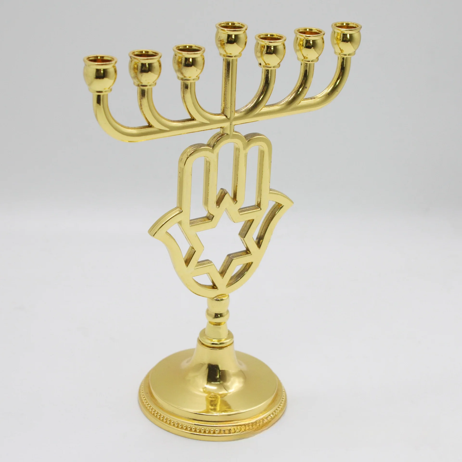 7 Candlesticks Bedroom Menorah Decor 7-arm Ornaments Brass Vintage Religion Above Desktop Office