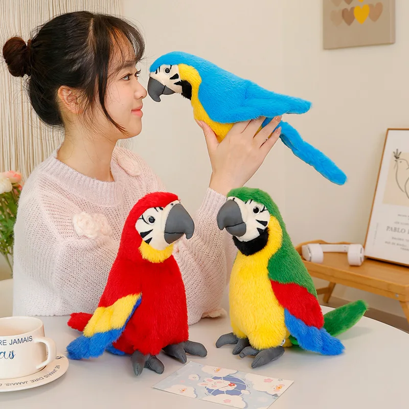 24CM Simulated Parrot Plush Toys Soft Stuffed Cartoon Animal Bird Doll Cute Parakeets Doll Appease Gifts