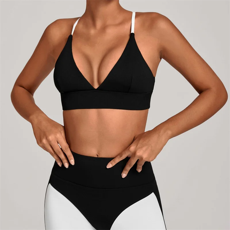 Adjustable Strap Contrast Sport Bra Woman Backless Running Yoga Fitness Vest Gym Workout Crop Top Women Sportswear Sport Wear