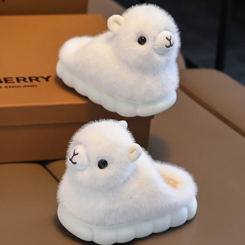 

Winter Child Cotton Home Slippers 2025 New Baby Cute Flat Shoes Fashion Men Women's Floor Anti Slip Warm Versatile Cotton Boots