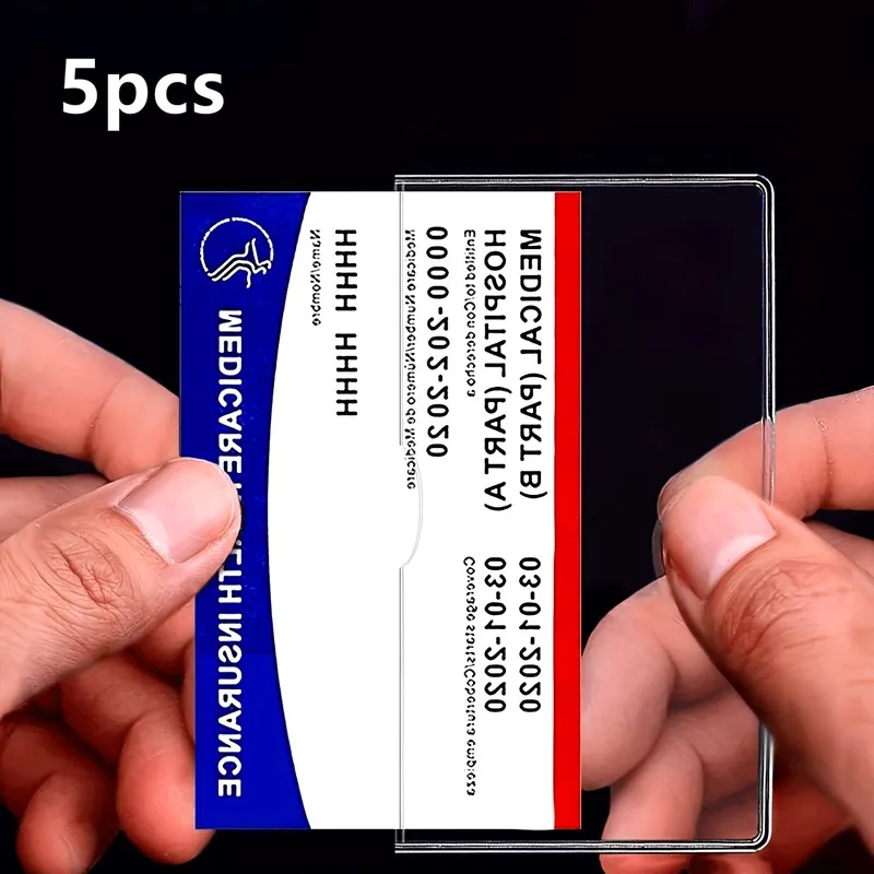 5pcs Clear PVC Card Protector Sleeves for Social Security Card, Insurance Card & Credit Card, High Quality & Durable