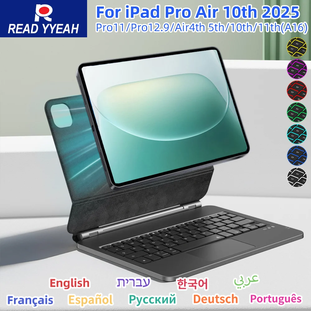 

Беспроводная Bluetooth-клавиатура для планшетов iPad a16 2025, умный чехол для iPad Air 4 5 10.9 дюймов, Pro 11 12.9 13, клавиатура Teclado