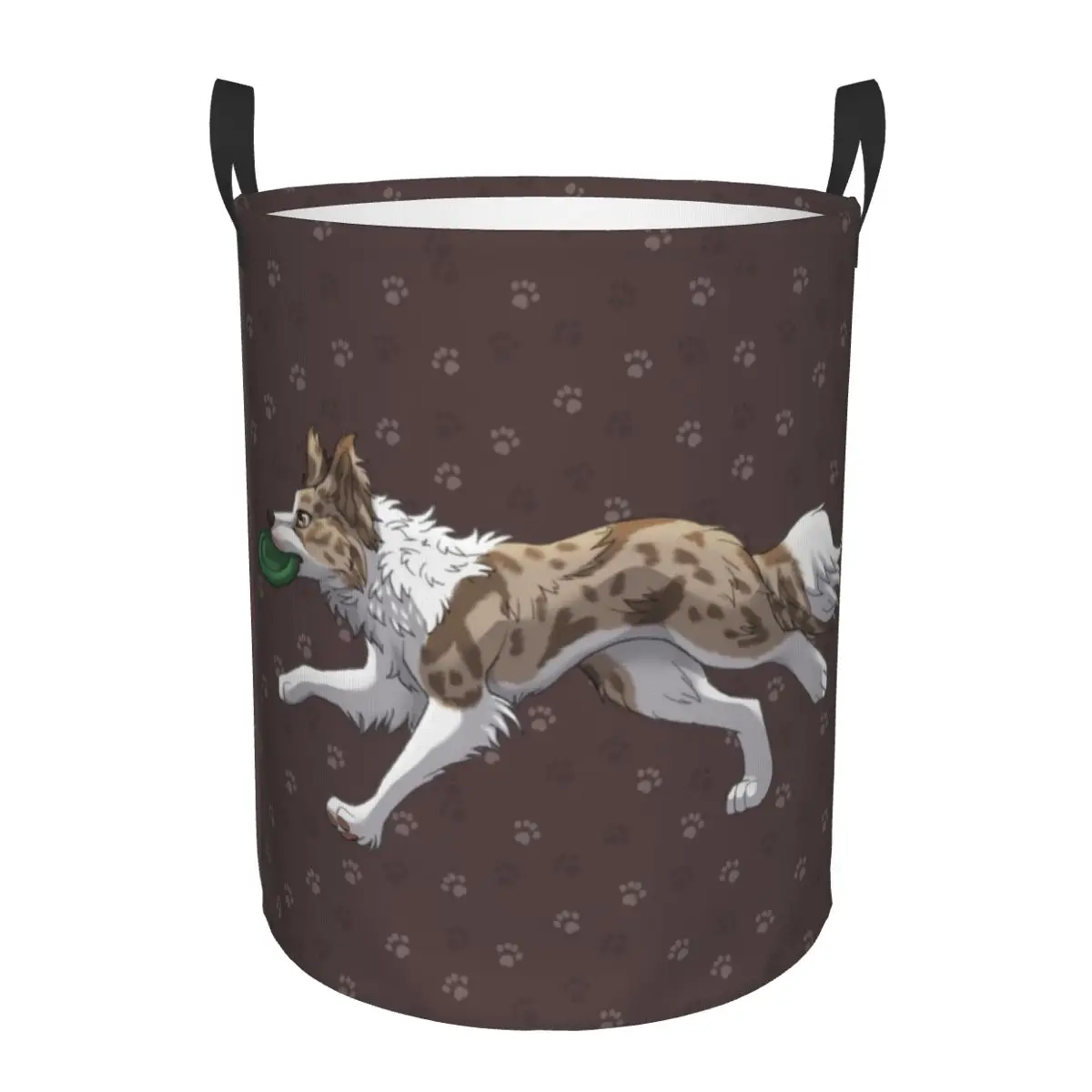 Customized Running Red Lilac Merle Border Collie Laundry Basket Collapsible Large Clothing Storage Bin Dog Pet Baby Hamper