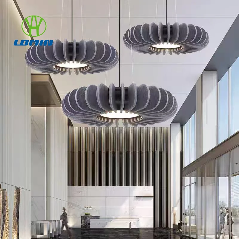 Lomin Creative LED Felt Round Pendant Light Office Living Room Sound-Absorbing Dining Ceiling Light Available in Multiple Colors