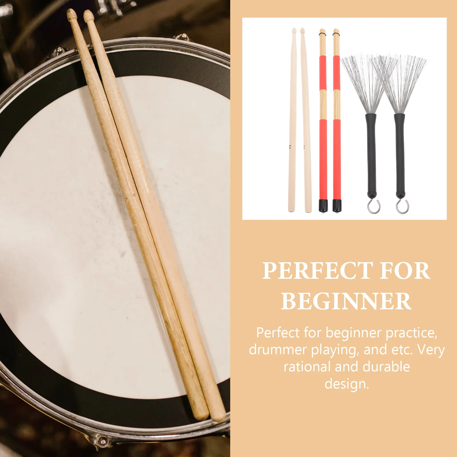 

Wire Brush Drum Stick Brushes Sticks Drumsticks for Gear Musical Instrument Kit Jazz