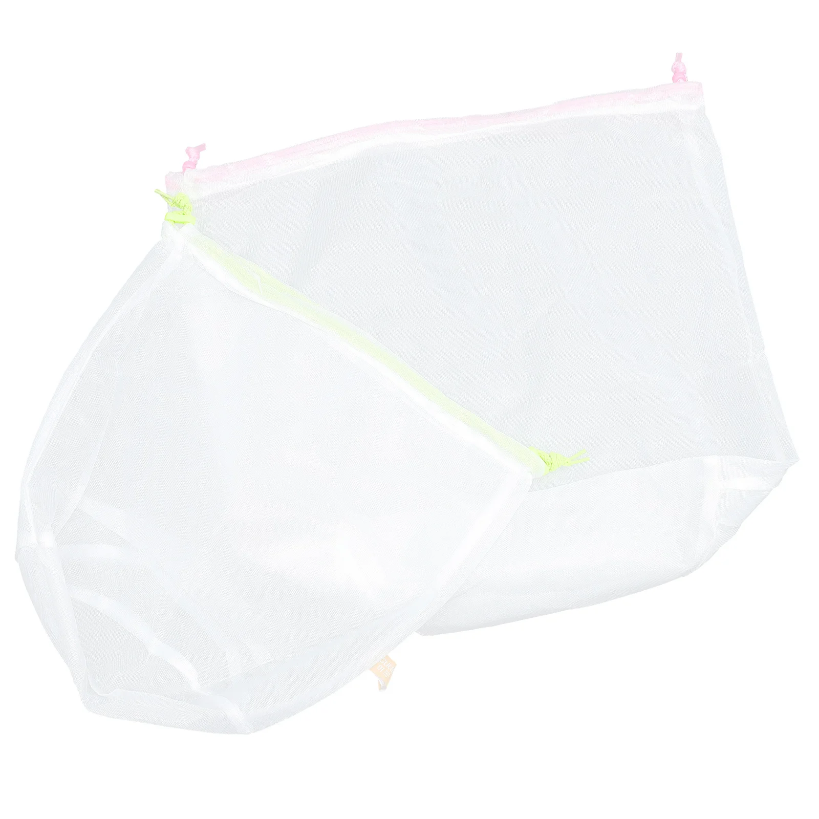 

2Pcs Folding Laundry Bag Drawstring Mesh Protector for Clothes Cleaning Travel Apartment Use