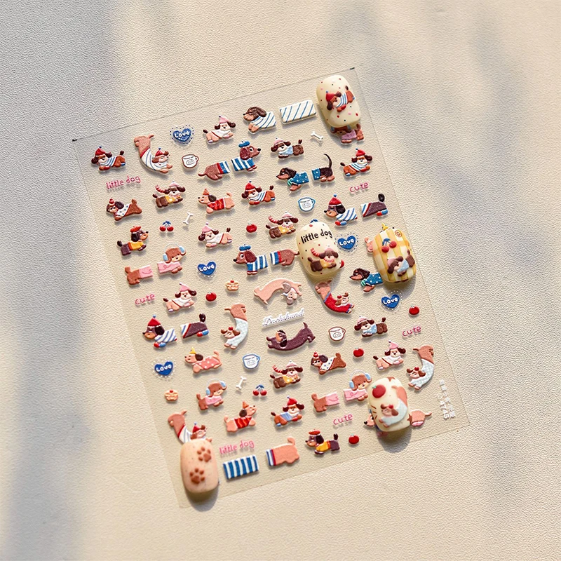 Grafica autoadesiva per unghie con gocce di salsiccia carine Decorazioni per manicure per cartoni animati Adesivi creativi per nail art fai da te Idee regalo