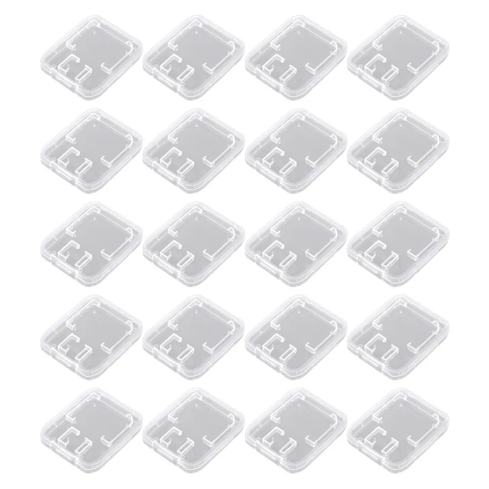 20Pcs Memory Card Storage Box Clear PP Material for -Flash Cards Transparent View 5x4x0.6cm Organize Prevent Loss Holder