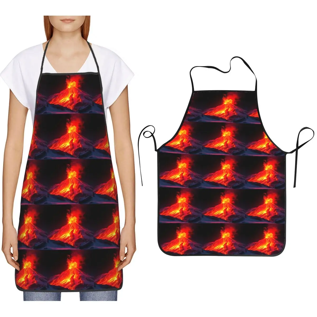 Volcano In The Snow Apron Chef Cooking Baking Tablier Bib Kitchen Cleaning Pinafore for Women Men Painting