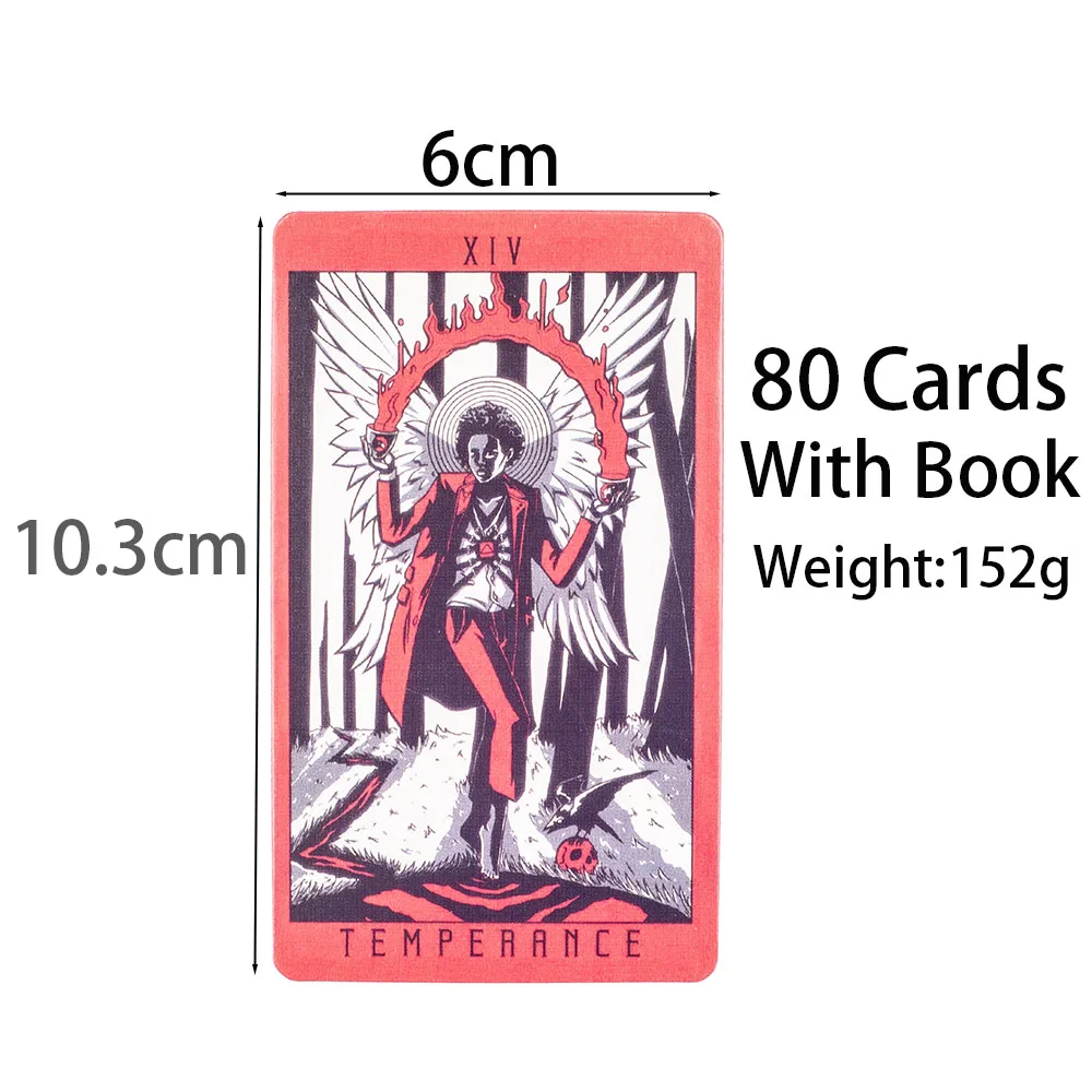 Lost Hollow Tarot 80-Card Board Game with Guidebook Red Gilded Edges Ideal for Family Parties Size 10.3x6cm