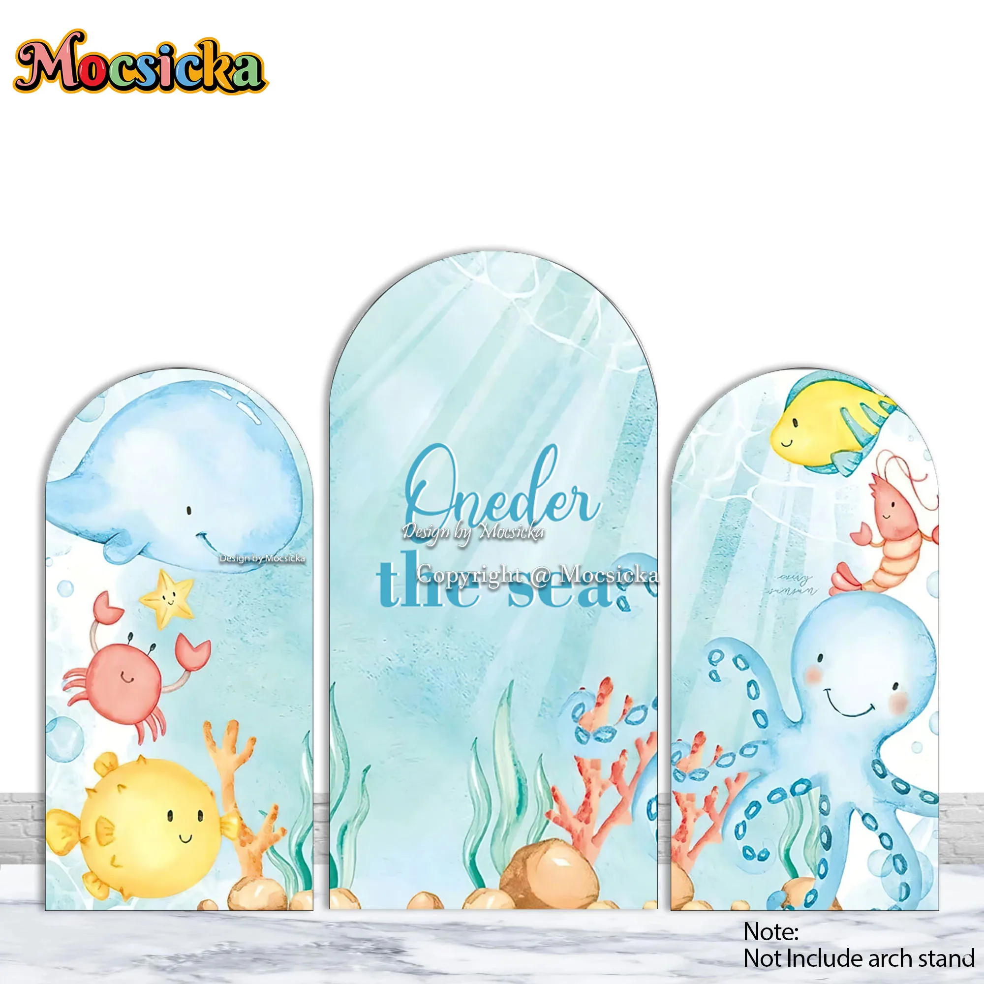 

Mocsicka Oneder the sea Boy Baby Show Party Arch фон для фотосъемки синий подводный мир осьминог Кит мультяшный фон