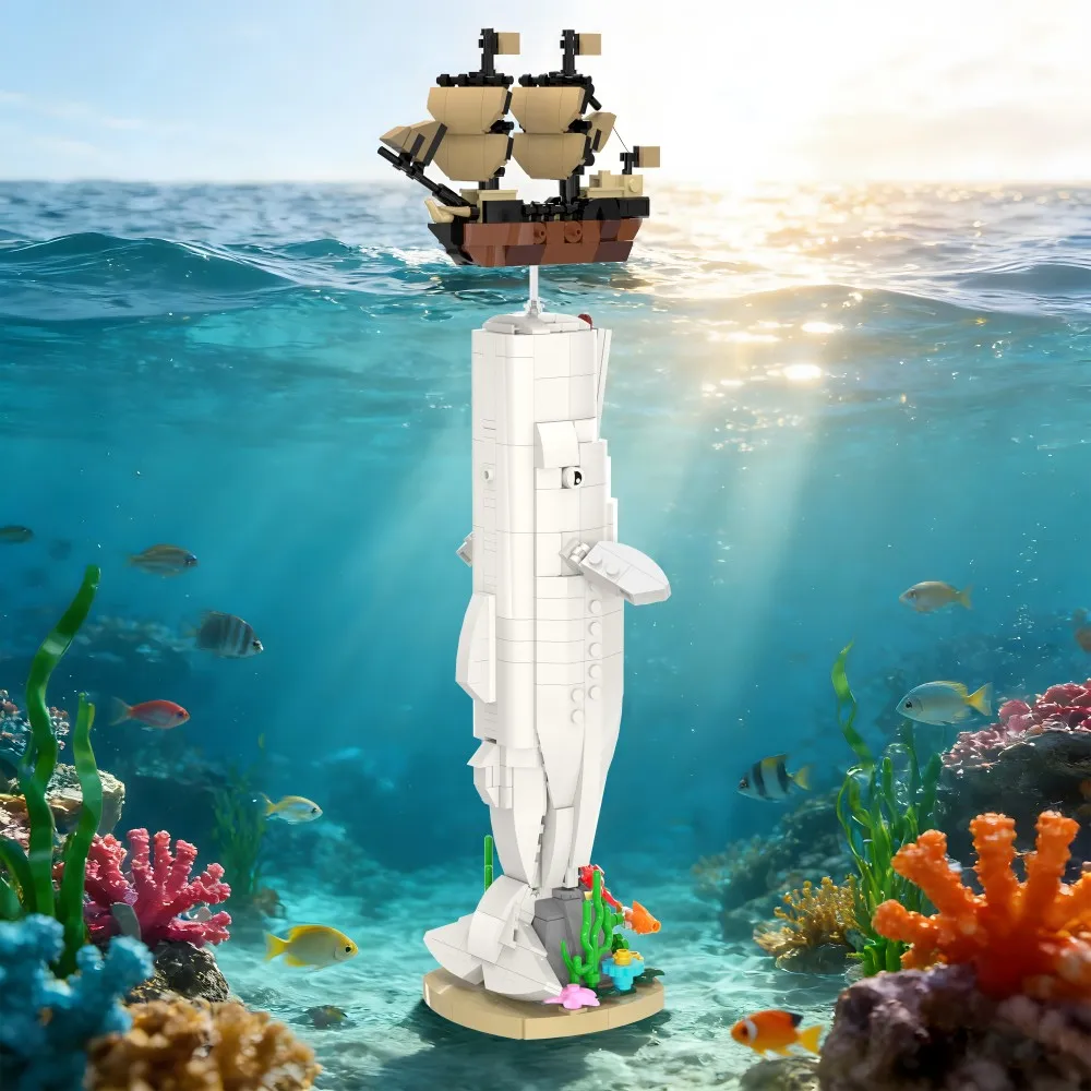 

Конструктор MOC «Моби Дик»: Модель белого китоеда, атакующего корабль «Пекод» капитана Ахаба, классический роман, игрушка из кирпичиков, подарок для взрослых