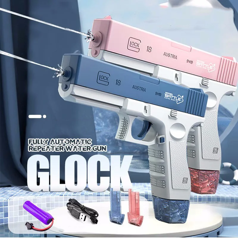 

New Water Gun Electric Glock Pistol Shooting Toy Full Automatic Summer Beach Outdoor Fun Toy For Children Boys Girls Adults Gift