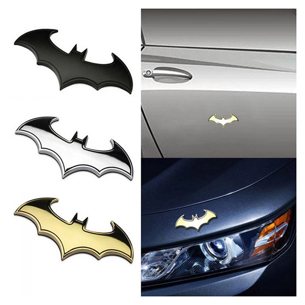 3D Metal Bat Auto Car Logo Cartoon Sticker Metal Badge Emblem Tail Decal Motorcycle Car Decoration Accessories Car Sticker